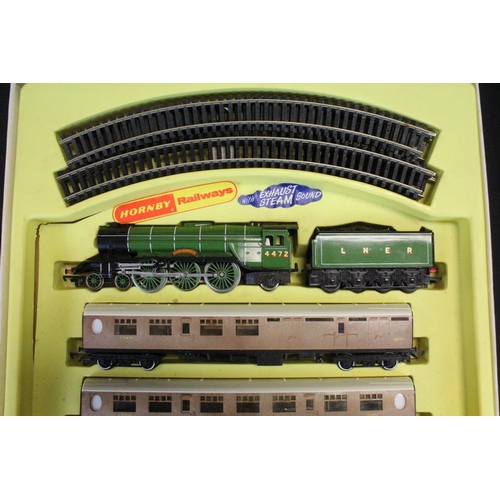 50 - Three boxed Triang Hornby OO gauge train sets to include R508 Flying Scotsman, RS608 Flying Scotsman... 