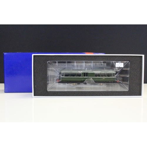 106 - Boxed Heljan OO gauge 8701 21pin socket Railbus W&M E79962 in dark green with speed whiskers