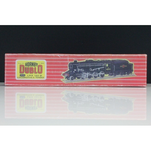 107 - Four Hornby Dublo locomotives to include 2225 LMR 2-8-0 8F in reproduction box, Cardiff Castle, Mall... 