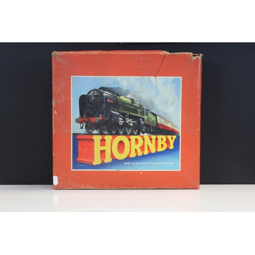 118 - Boxed Hornby O gauge Tank Goods Set No 45 containing BR 0-4-0 locomotive in black livery, track and ... 