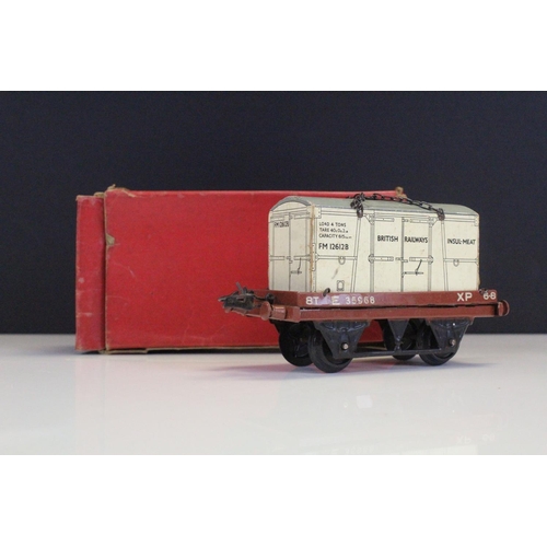 118 - Boxed Hornby O gauge Tank Goods Set No 45 containing BR 0-4-0 locomotive in black livery, track and ... 