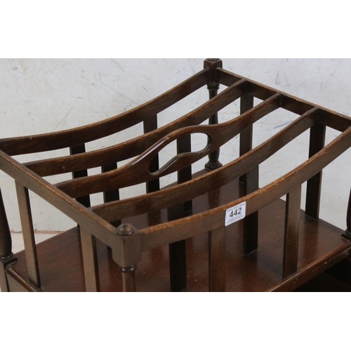 600 - Mahogany Four Section Canterbury / Magazine Rack in the George III manner, with single drawer, raise... 