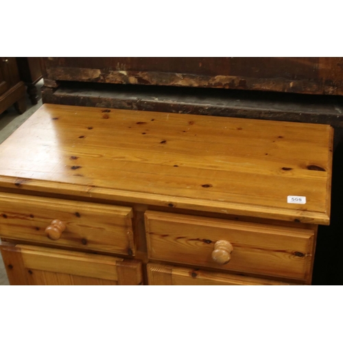 606 - Pine Cupboard / Dresser Base with two drawers and two cupboard doors, 90cm wide x 43cm deep x 82cm h... 