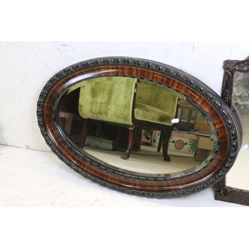 543 - Ornately Framed Rectangular Mirror, 92cm x 74cm, Oval Wall Mirror and another Small Ornate Framed Mi... 