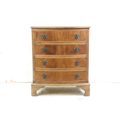 547 - Walnut Bow Front Chest of Four Long Drawers in the George III manner, 63cm wide x 76cm high