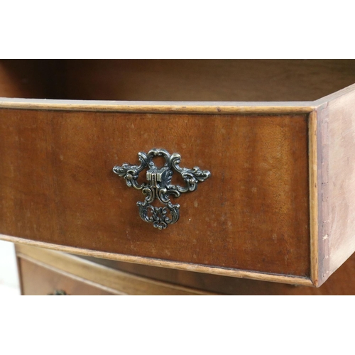 547 - Walnut Bow Front Chest of Four Long Drawers in the George III manner, 63cm wide x 76cm high