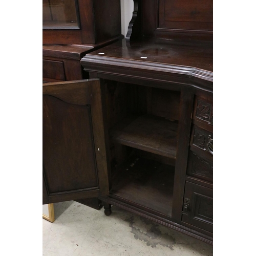 558 - Late 19th century Art Nouveau Mahogany Mirrored Back Sideboard, the bow front with an arrangement of... 