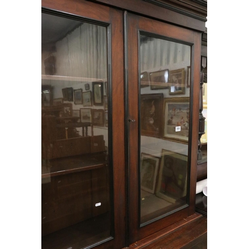 559 - Victorian Mahogany Glazed Bookcase, the upper section with two glazed doors opening to three adjusta... 