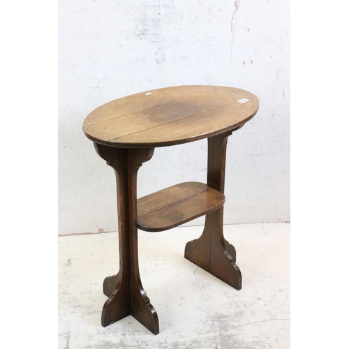 562 - Arts and Crafts Oak Oval Table, 66cm long x 71cm high