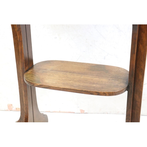 562 - Arts and Crafts Oak Oval Table, 66cm long x 71cm high