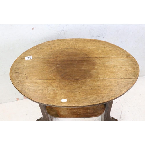 562 - Arts and Crafts Oak Oval Table, 66cm long x 71cm high