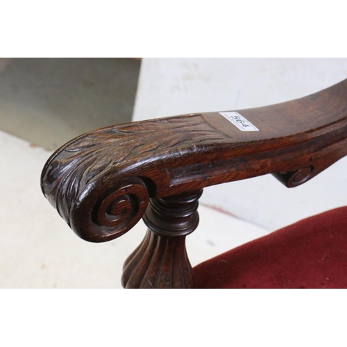 564 - Large 19th century Carved Oak ' Throne ' Elbow Chair, the arched top with carved cresting and carved... 