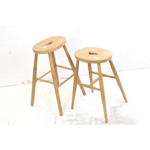 564A - Two Elm Seated Kitchen Stools