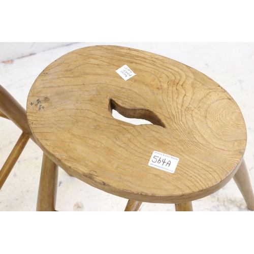 564A - Two Elm Seated Kitchen Stools