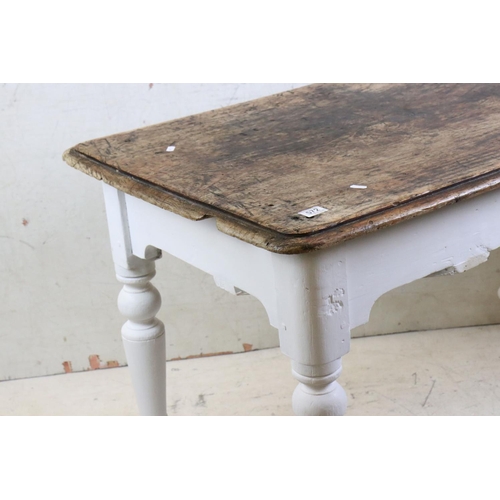 572 - 19th century Part Painted Kitchen Table, 122cm long x 66cm wide x 74cm high (some damage to top)