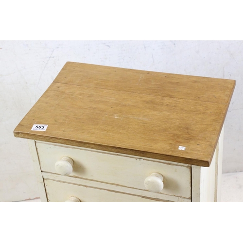 583 - Part Painted Pine Four Drawer Chest, 50cm wide x 76cm high