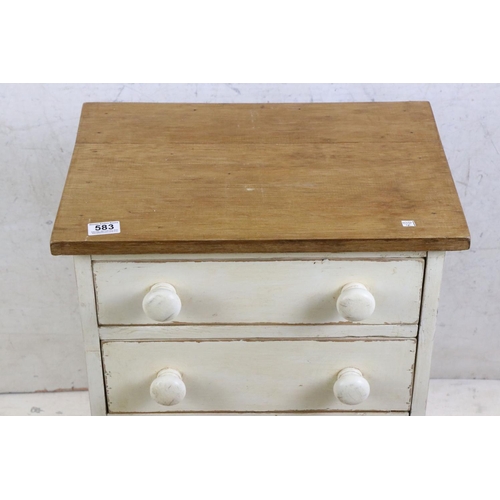 583 - Part Painted Pine Four Drawer Chest, 50cm wide x 76cm high