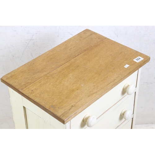 584 - Part Painted Pine Four Drawer Chest, 50cm wide x 76cm high