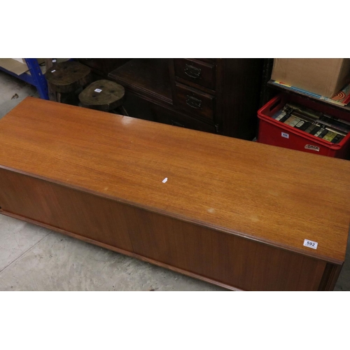 592 - Mid century Retro G-Plan Teak ' Fresco ' Media Unit / Sideboard with two sliding doors, 153cm long x... 