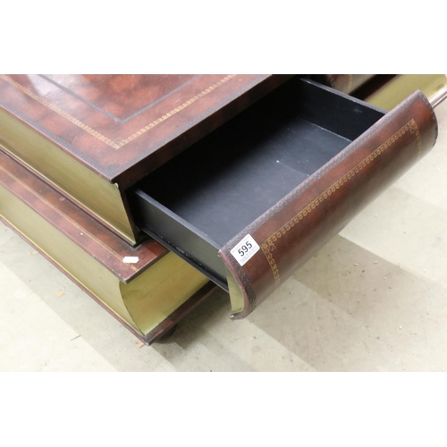 595 - 20th century Coffee Table in the form of a stack two leather bound books with two drawers to top boo... 