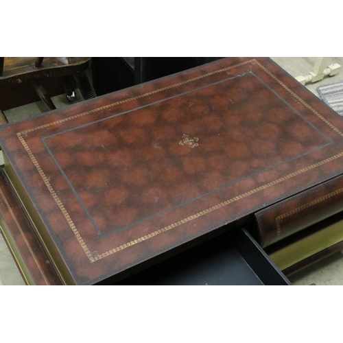 595 - 20th century Coffee Table in the form of a stack two leather bound books with two drawers to top boo... 