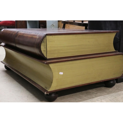 595 - 20th century Coffee Table in the form of a stack two leather bound books with two drawers to top boo... 