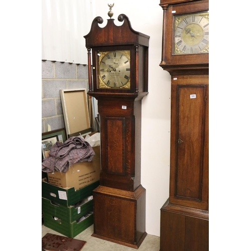 597 - 19th century Country Oak and Mahogany cross-banded Longcase Clock, 8 day, the 12