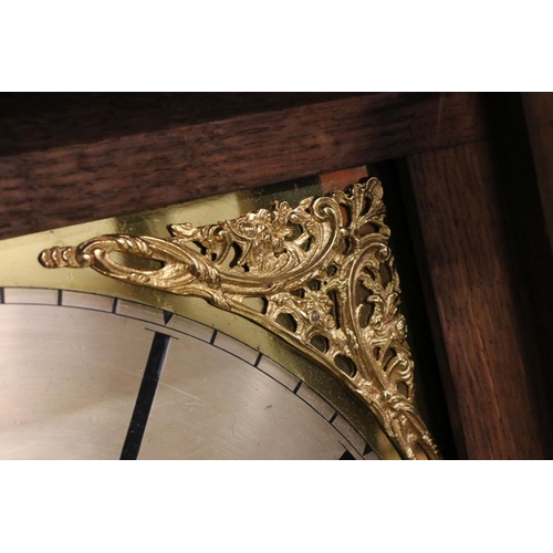 597 - 19th century Country Oak and Mahogany cross-banded Longcase Clock, 8 day, the 12