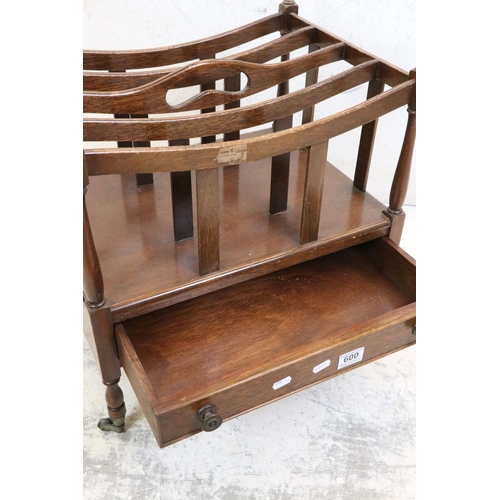 600 - Mahogany Four Section Canterbury / Magazine Rack in the George III manner, with single drawer, raise... 