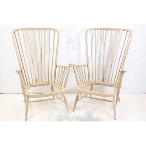 604 - Pair of Ercol Comb Back Armchairs, model 478, both recently stripped