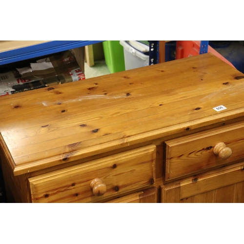 606 - Pine Cupboard / Dresser Base with two drawers and two cupboard doors, 90cm wide x 43cm deep x 82cm h... 