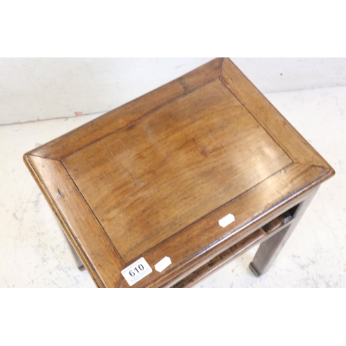 610 - Chinese Hardwood Rectangular Occasional Table, 41cm wide x 52cm high