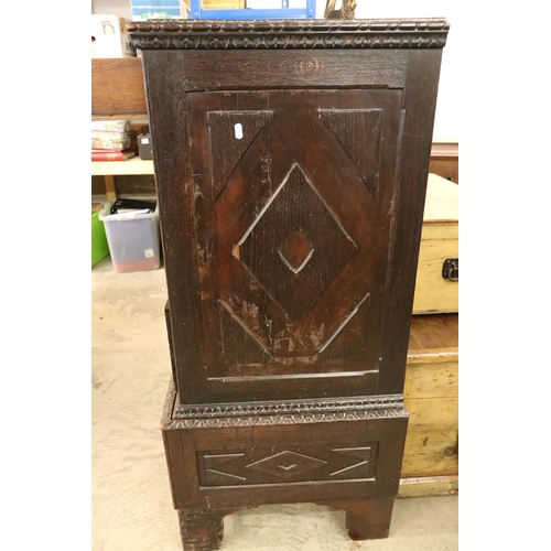 614 - 18th / 19th century Oak Jacobean Revival Chest on Stand, comprising two short over three long drawer... 