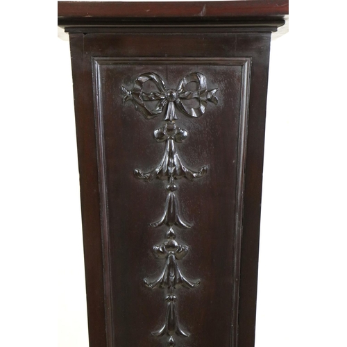 615 - Edwardian Mahogany Jardiniere Stand of solid square tapering form, 31cm wide x 106cm high