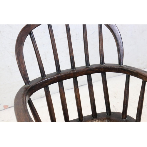 618 - Antique Elm Seat Child's Hoop Back Elbow Chair, 38cm wide x 56cm high