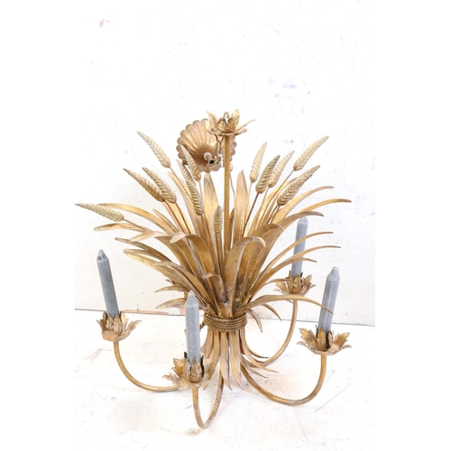 620 - Gilt Metal Chandelier in the form of a Wheat Sheath, the five branches holding candles, 54cm high