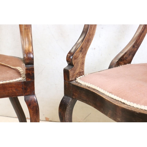 623 - Pair of Early 20th century Elbow Chairs with pierced shaped splats, 54cm wide x 99cm high