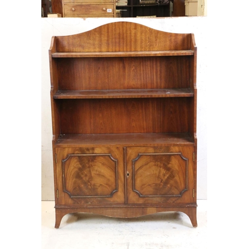 624 - Early 20th century Mahogany Waterfall Bookcase with two cupboard doors below, 83cm wide x 122cm high