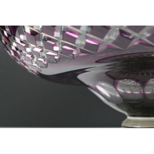 83 - 20th Century Stevens & Williams Amethyst over Clear Cut Glass Pedestal Bowl, with diamond and facet-... 