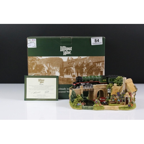 84 - Boxed Lilliput Lane ' The Flying Scotsman ' model (L2661), depicting The Flying Scotsman on the fly-... 