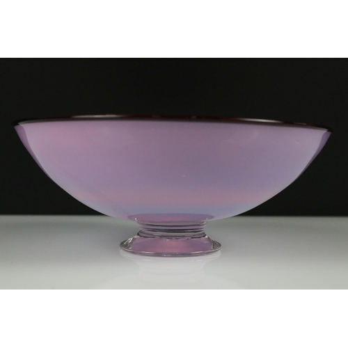 86 - Group of 20th Century signed studio glassware to include a Stuart Akroyd purple & ruby glass circula... 