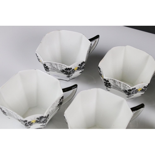 89 - Shelley ' Tall Trees & Sunset ' pattern Queen Anne form tea set, comprising 6 teacups & saucers, 6 t... 