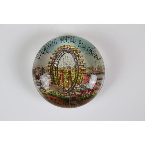 92 - 13 glass paperweights, 19th century onwards, mostly with applied printed souvenir views, featuring B... 