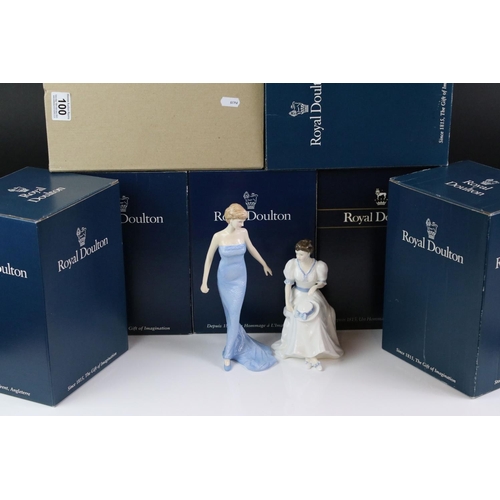 100 - Seven Boxed Royal Doulton porcelain lady figures to include Deborah - Figure of the Year 95 (HN 3644... 