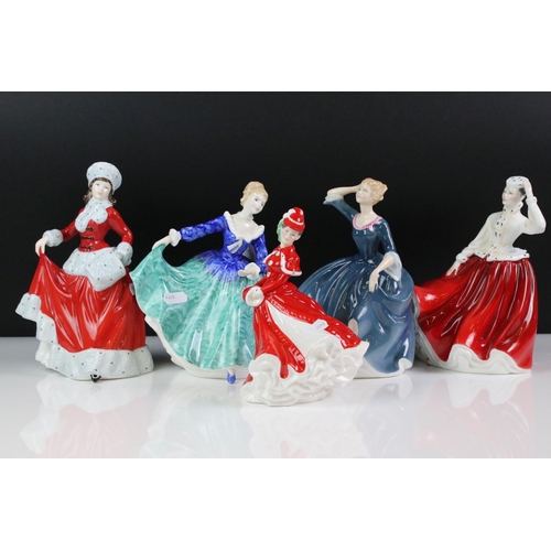 102 - Five Royal Doulton porcelain lady figures to include Gail (HN 2937), Winter - Pretty Ladies (HN 5314... 