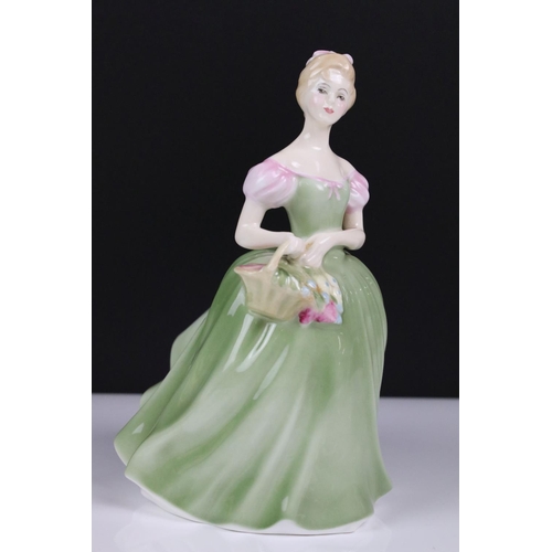 104 - Six Royal Doulton porcelain lady figures to include 3 x Pretty Ladies (Spring - HN 5321, Summer - HN... 