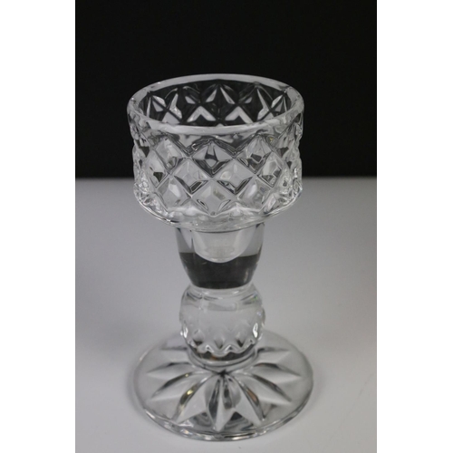 107 - Thomas Webb cut glass oil lamp, the shade of baluster form with star-cut design, raised on a star-cu... 