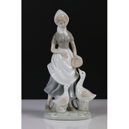 98 - Five various Lladro figures, to include Girl With Chicken, Girl With Lamb etc, together with three o... 