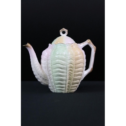 120 - Foley tea set for five, of textured lobed form, decorated with pastel colour glazing and gilt detail... 