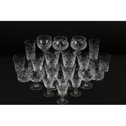 121 - Collection of Royal Brierley 'Tall Bruce' cut glassware, 67 glasses, to include 19 x short-stemmed w... 